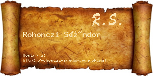 Rohonczi Sándor névjegykártya